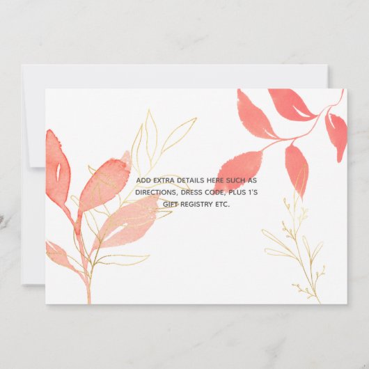 Vrijgezellenfeest voor koraalgoud - Botanische bru Kaart (Achterkant)