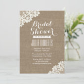 Vrijgezellenfeest voor  Lace Corner Burlap Kaart (Staand voorkant)