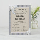 Vrijgezellenfeest voor landblauwe cheques witte ro kaart (Staand voorkant)