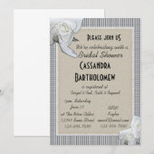 Vrijgezellenfeest voor landblauwe cheques witte ro kaart (Voorkant / Achterkant)