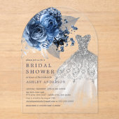 Vrijgezellenfeest voor marineslag en zilveren Flor Acryl Uitnodigingen (Voorkant)