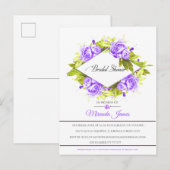 Vrijgezellenfeest voor Paarse Waterverf Rozen Uitnodiging Briefkaart (Voorkant / Achterkant)