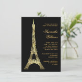 Vrijgezellenfeest voor parisian Eiffel Tower Black Kaart (Staand voorkant)