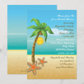 Vrijgezellenfeest voor strandbruiloft met palmbome kaart (Voorkant / Achterkant)