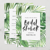 Vrijgezellenfeest voor tropisch waterverf palmblad save the date (Voorkant / Achterkant)