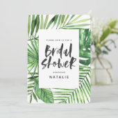 Vrijgezellenfeest voor tropisch waterverf palmblad save the date (Staand voorkant)