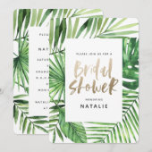 Vrijgezellenfeest voor tropische handpalmen en gou save the date (Voorkant / Achterkant)