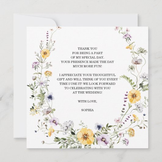 Vrijgezellenfeest voor wilde bloemen - Hartelijk d Bedankkaart (Achterkant)