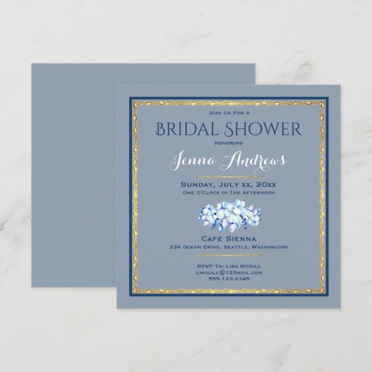 Vrijgezellenfeest voor Zuid-Charm, Blauw en Goud Kaart (Voorkant / Achterkant)