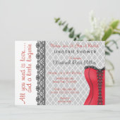 Vrijgezellenfeest voor zwarte en rode corset linge kaart (Staand voorkant)