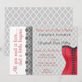 Vrijgezellenfeest voor zwarte en rode corset linge kaart (Voorkant / Achterkant)