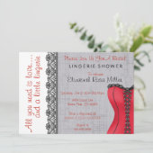 Vrijgezellenfeest voor zwarte en rode corset linge kaart (Staand voorkant)