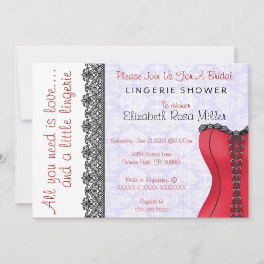 Vrijgezellenfeest voor zwarte en rode corset linge kaart (Voorkant)