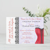 Vrijgezellenfeest voor zwarte en rode corset linge kaart (Staand voorkant)