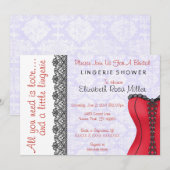 Vrijgezellenfeest voor zwarte en rode corset linge kaart (Voorkant / Achterkant)