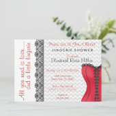 Vrijgezellenfeest voor zwarte en rode corset linge kaart (Staand voorkant)