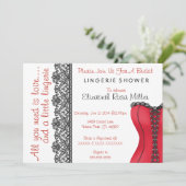 Vrijgezellenfeest voor zwarte en rode corset linge kaart (Staand voorkant)