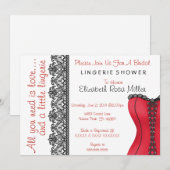 Vrijgezellenfeest voor zwarte en rode corset linge kaart (Voorkant / Achterkant)