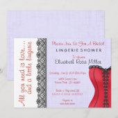 Vrijgezellenfeest voor zwarte en rode corset linge kaart (Voorkant / Achterkant)