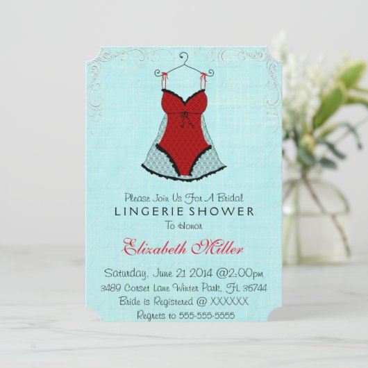 Vrijgezellenfeest voor zwarte en rode corset linge kaart (Staand voorkant)