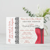 Vrijgezellenfeest voor zwarte en rode corset linge kaart (Staand voorkant)