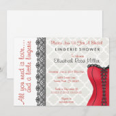 Vrijgezellenfeest voor zwarte en rode corset linge kaart (Voorkant / Achterkant)