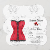 Vrijgezellenfeest voor zwarte en rode corset linge kaart (Voorkant / Achterkant)