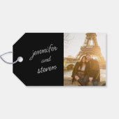 Vrijgezellenfeest voor zwarte gunst cadeaulabel (Achterkant Horizontaal)