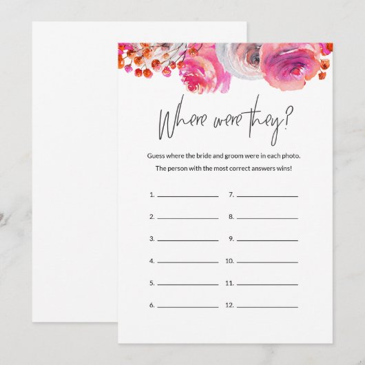 Vrijgezellenfeest waar waren ze het spel Floral Ka Kaart (Voorkant / Achterkant)