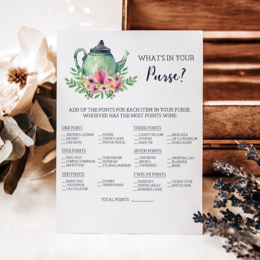 Vrijgezellenfeest Wat zit er in je Purse Game Kaart