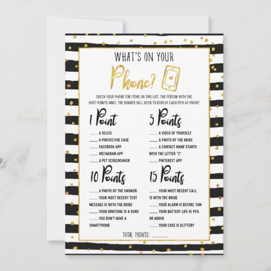 vrijgezellenfeest Wat zit er in je telefoonspel? Kaart (Voorkant)