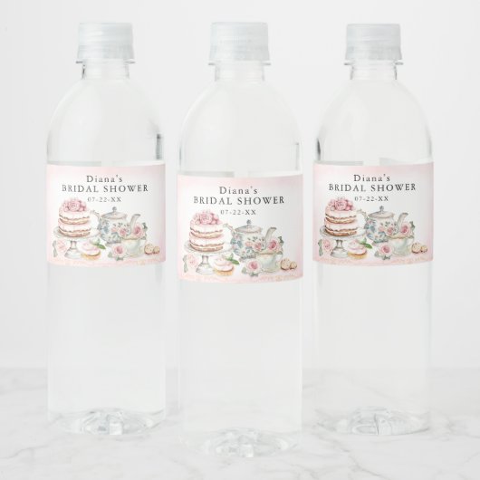 Vrijgezellenfeest Waterflesetiket – Tea Party Them Waterfles Etiket (Flessen)