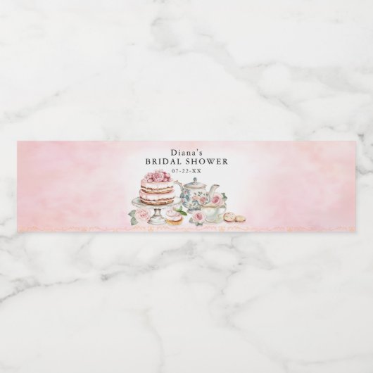 Vrijgezellenfeest Waterflesetiket – Tea Party Them Waterfles Etiket (Enkel label)