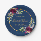 Vrijgezellenfeest waterkleurige bloemkolen blauw papieren bordje (Voorkant)