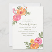 Vrijgezellenfeest waterverf bloemen uitnodiging (Voorkant)