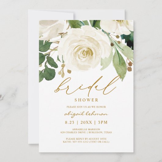 Vrijgezellenfeest Waterverf Bloemen Wit Groen 2 Kaart (Voorkant)