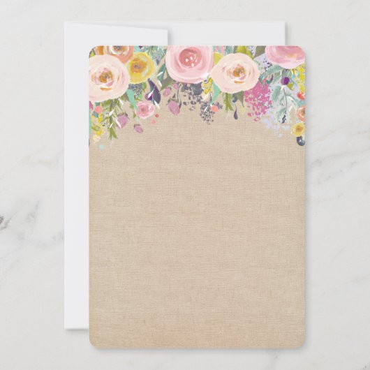 Vrijgezellenfeest Waterverf Bloemenuitnodiging Kaart (Achterkant)