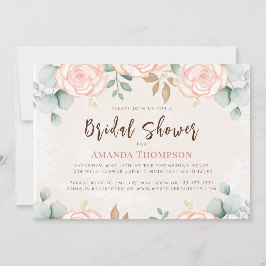 Vrijgezellenfeest Waterverf Blush roze Floral Kaart (Voorkant)