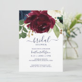 Vrijgezellenfeest Waterverf Boeket Bourgogne Marin Kaart (Staand voorkant)