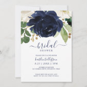 Vrijgezellenfeest Waterverf Boeket Navy Blauw Kaart (Voorkant)