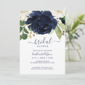 Vrijgezellenfeest Waterverf Boeket Navy Blauw Kaart (Staand voorkant)