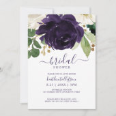 Vrijgezellenfeest Waterverf Boeket Plum Paarse Kaart (Voorkant)