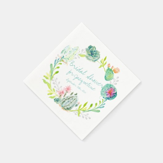 Vrijgezellenfeest Waterverf Cactus Succulent Deser Servetten (Hoek)