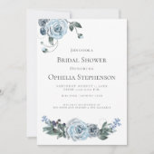 Vrijgezellenfeest | Waterverf Dusty Blue Floral Aankondiging (Voorkant)