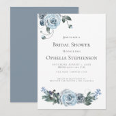 Vrijgezellenfeest | Waterverf Dusty Blue Floral Aankondiging (Voorkant / Achterkant)