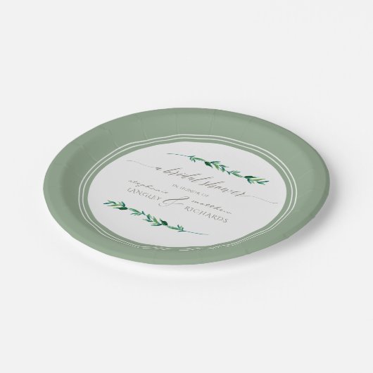 Vrijgezellenfeest Waterverf Eenvoudige Leaf Modern Papieren Bordje (Gekanteld)