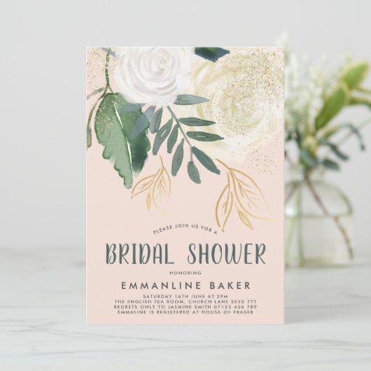 Vrijgezellenfeest waterverf en glitter Rozen Kaart (Staand voorkant)