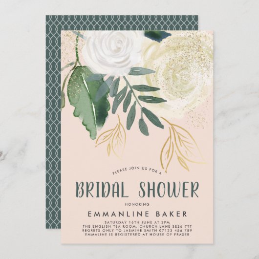 Vrijgezellenfeest waterverf en glitter Rozen Kaart (Voorkant / Achterkant)