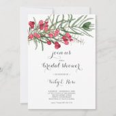 Vrijgezellenfeest Waterverf Evergreen en Red Berri Kaart (Voorkant)