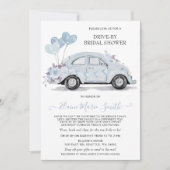 Vrijgezellenfeest Waterverf Floral Blue Car Kaart (Voorkant)